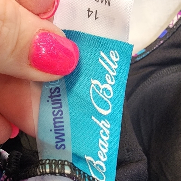 Slimming Swimdress Bright Colors Size 14 Padded Bathing Suit Beach Belle - Picture 7 of 9